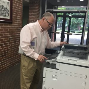 A patron using the color copier at Corinth library.We know this guy, he's Clay Nails.Snapshot Day at Corinth Library, August 6, 2019
