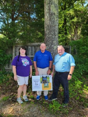 Booneville Story Walk • NERL Director Dee Hare with Parks Director Jon Hill and Mayor Chris Lindley