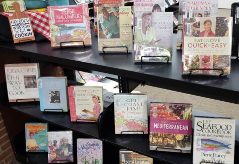 This is a semi-permanent cookbook display in Corinth, that showcases some of our collection, as well as our new arrivals