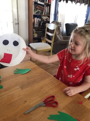 Spring Craft was supposed to be a green frog 🐸 but we didn't have green paint, green marker or green crayon 🖍 so we did what we could with what we had and still had a fun time! 🙂