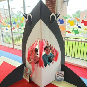 Mia and Steele, participating in our Story Walk & Scavenger Hunt.