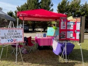 Iuka Library booth at Jaybird Market