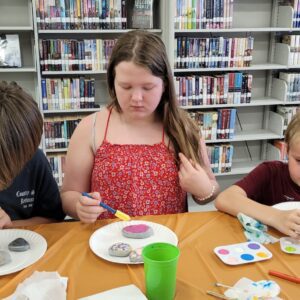 Pictures from SRP rock painting program at Tishomingo Library